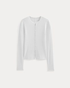 Alternative view of Luxe Rib Button-Up Top | White