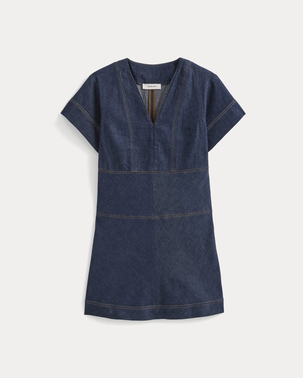 Denim Short-Sleeve Dress | Dark Indigo Rinse - Image 2