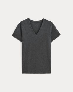 Alternative view of The Slim V-Neck Tee in Essential Cotton | Heathered Soot