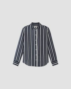 Alternative view of The Satin Relaxed Shirt |  Navy / Bone