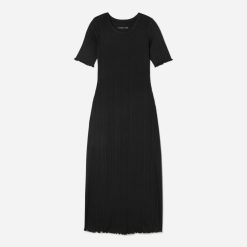 The Open Back Rib Dress | Black