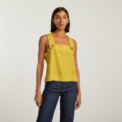 Alternative view of The Apron Linen Tank | Super Lemon