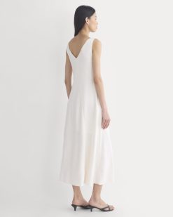 Alternative view of Deep V Seamed Dress in Stretch Linen | Bone