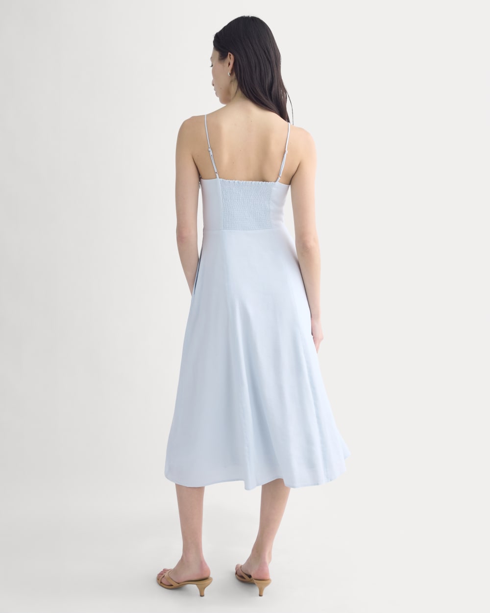 Tie-Neck Dress in Stretch Linen | Skywriting - Image 4