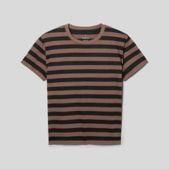 Alternative view of The Box-Cut Tee in Essential Cotton | Chocolate Brown / Black | No Pocket
