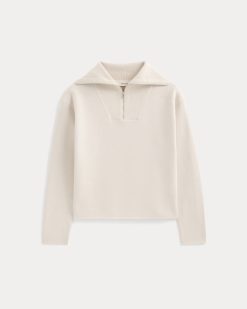 Alternative view of Double Knit Half-Zip in Cotton Merino | Bone/Cream/Sand/Light Camel