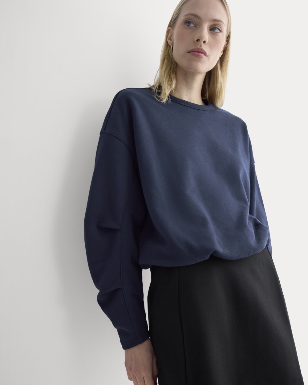 Lightweight Terry Bubble Sweatshirt | Navy - Image 4