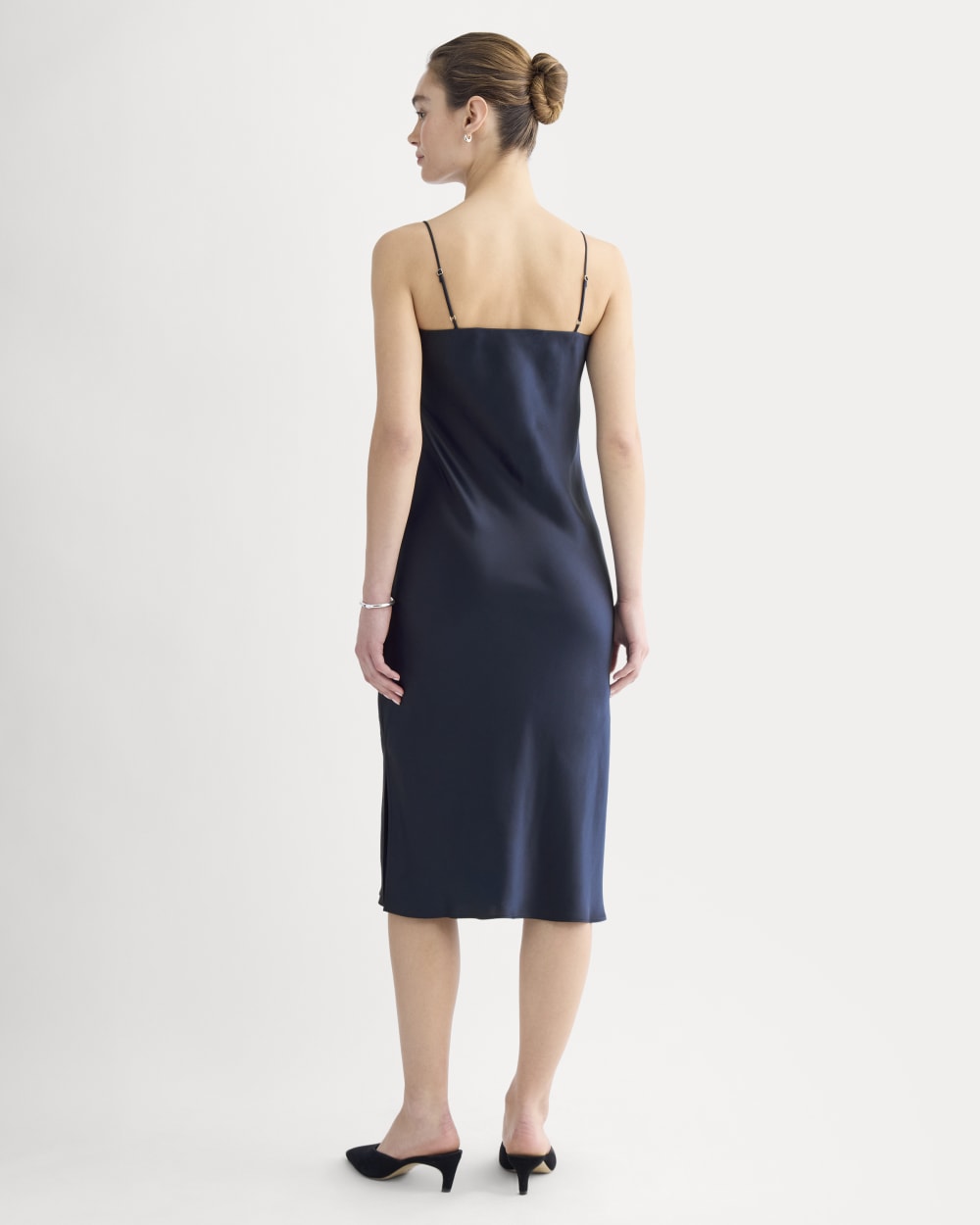 Slip Dress in Silk Charmeuse | Navy - Image 4