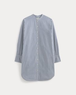 Alternative view of The Relaxed Shirt Dress in Ultrasoft Cotton | Bone / Mazarine Blue