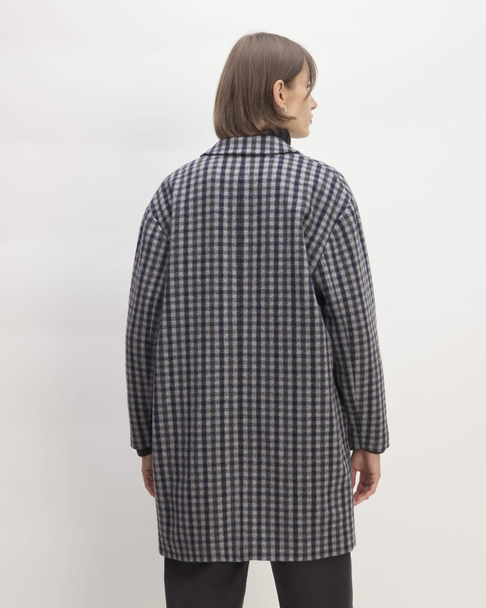 The Italian ReWool® Cocoon Coat | Grey / Charcoal / Navy Check - Image 6