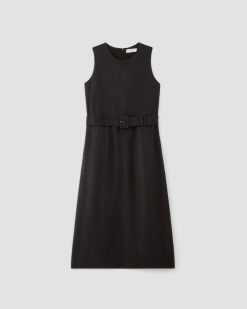 Alternative view of The Linen Belted Midi Dress | Black