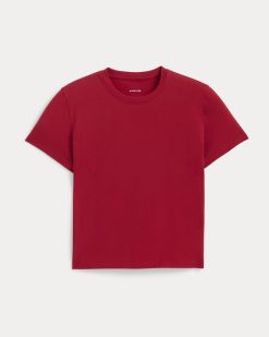 Alternative view of The Box-Cut Tee in Essential Cotton | Berry Red  | No Pocket