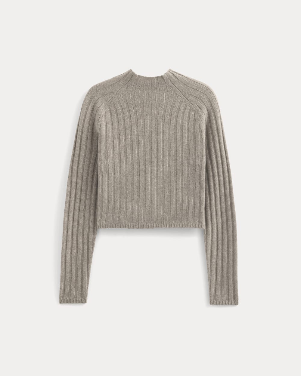 Funnel-Neck Cropped Sweater in Wool Cashmere | Oatmeal - Image 2