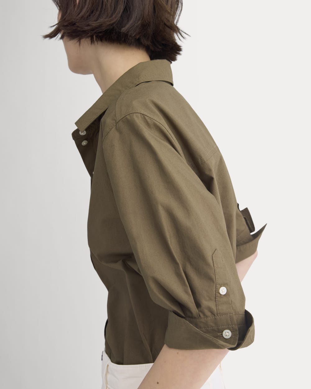 Cuff Detail Shirt in Lightweight Cotton | Beech - Image 5
