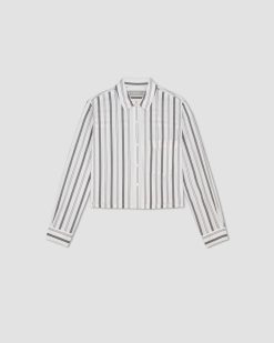 Alternative view of The Way-Short Shirt in Silky Cotton | Bone / Black