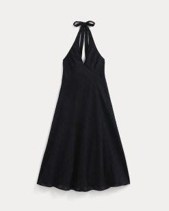 Alternative view of Textured Halter Midi Dress | Black