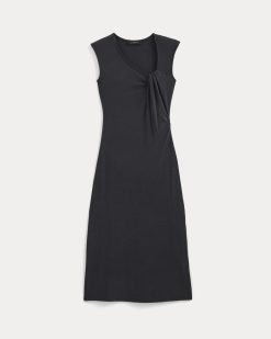 Alternative view of Knit Asymmetrical Midi Dress | Black