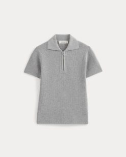 Alternative view of Knit Quarter-Zip Polo | Light Heathered Grey