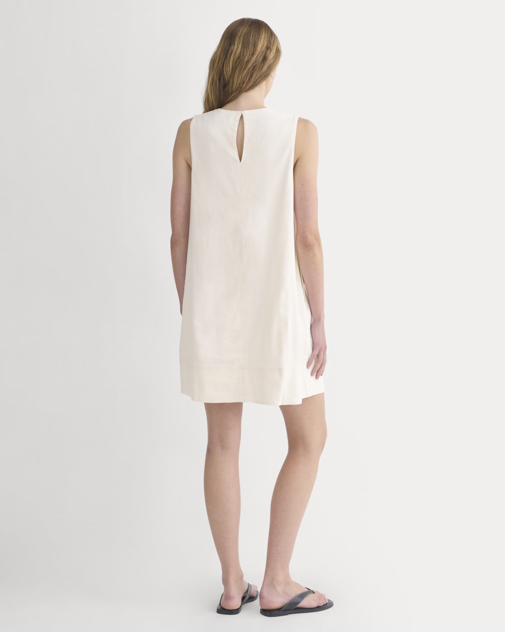 The Shift Dress in Stretch Linen | Bone - Image 6