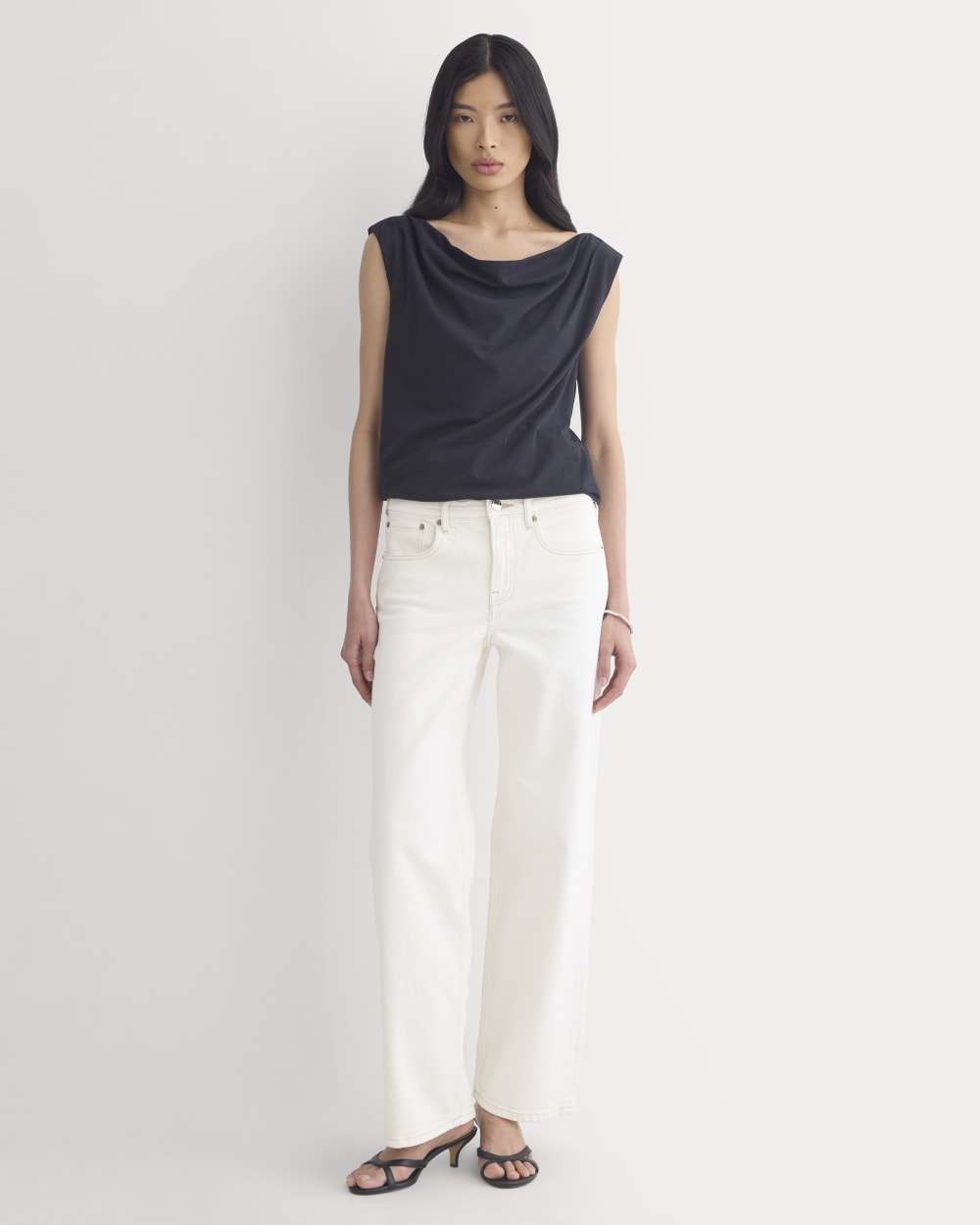 Boatneck Twisted Top in Essential Cotton | Black - Image 3