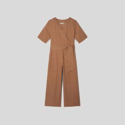 Alternative view of The Wrap Jumpsuit in Linen | Carob Brown