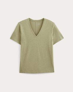 Alternative view of The Slouchy V-Neck Tee in Cotton Linen | Eucalyptus
