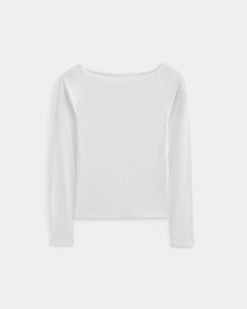 Alternative view of Luxe Rib Boatneck Top | White