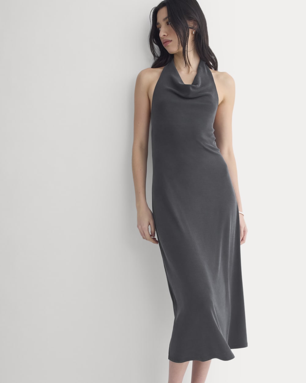 Cowlneck Halter Dress in Butterknit | Black - Image 5