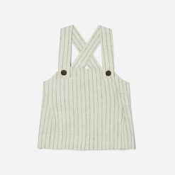 The Apron Linen Tank | Seafoam Pinstripe