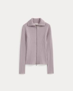 Alternative view of Full-Zip Ribbed Jacket in Everyday Cotton | Burnished Lilac