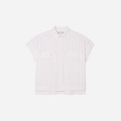 The Short-Sleeve Box Shirt | Red Pinstripe