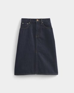 Alternative view of Mid-Rise Denim Midi Skirt | Tungsten Rinse