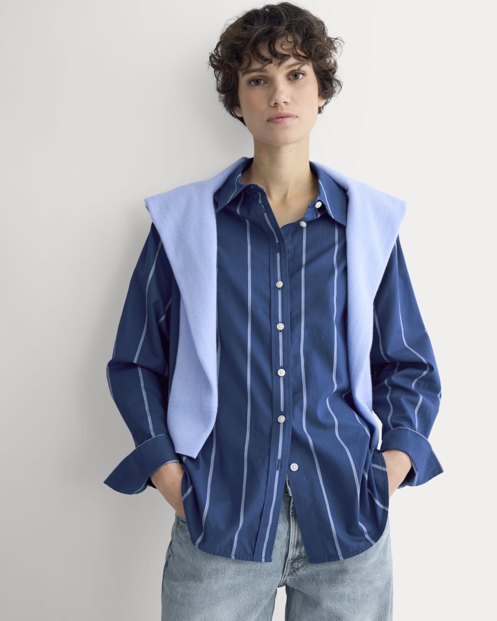 Everyday Shirt in Silky Cotton | Estate Blue/Open Air/White - Image 4