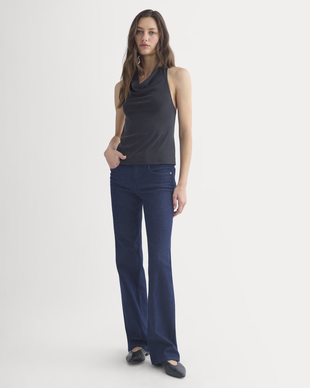 Halter Cowlneck Top in Butterknit | Black - Image 3