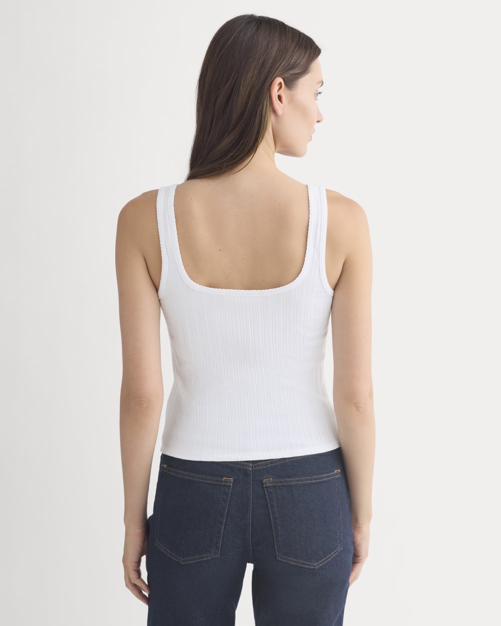 Scoop-Neck Tank in Pointelle | White - Image 4
