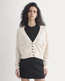 Deep V-Neck Cardigan in Cotton Merino | Canvas