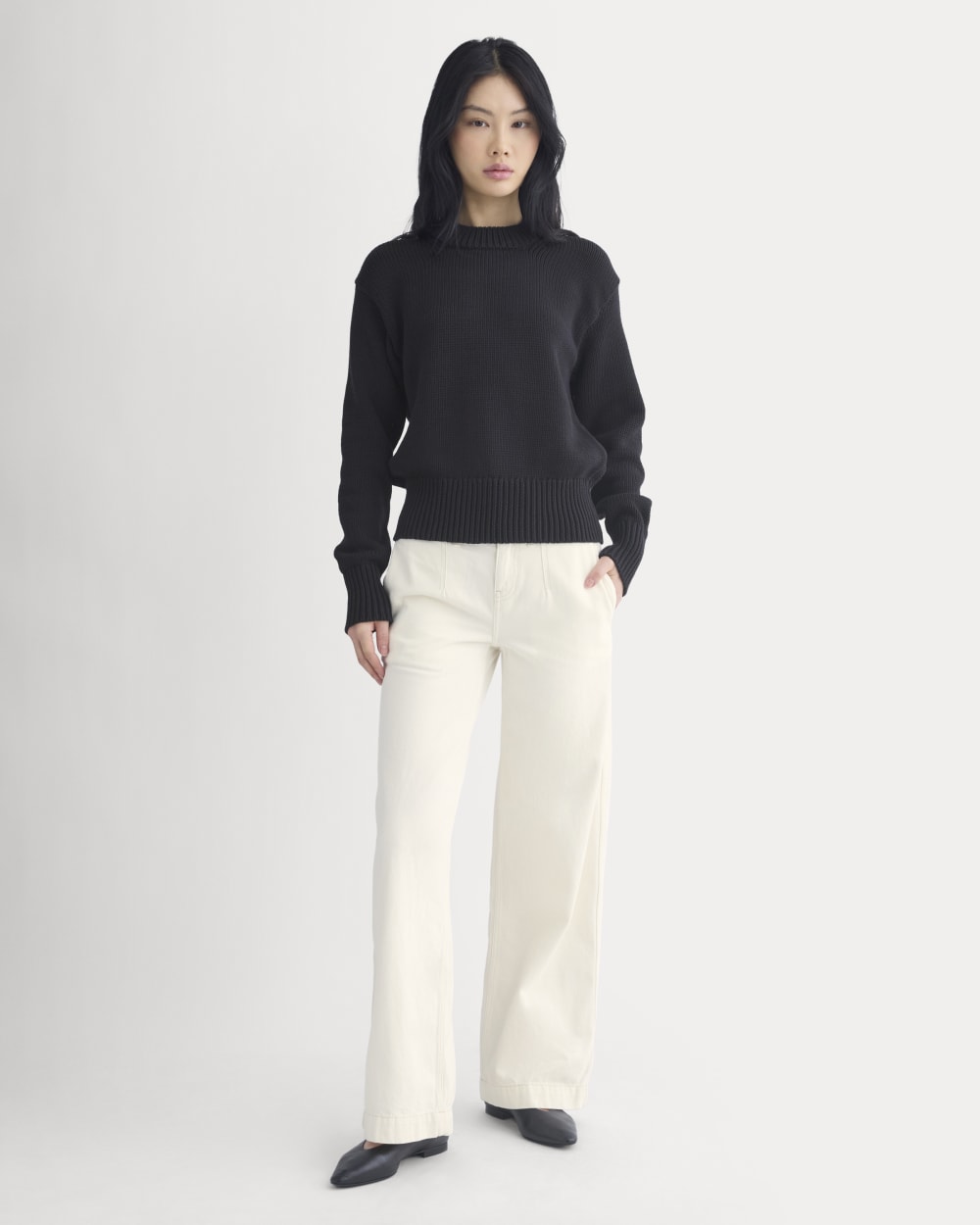 Oversized Cocoon Crew in Elevated Cotton | Black - Image 4