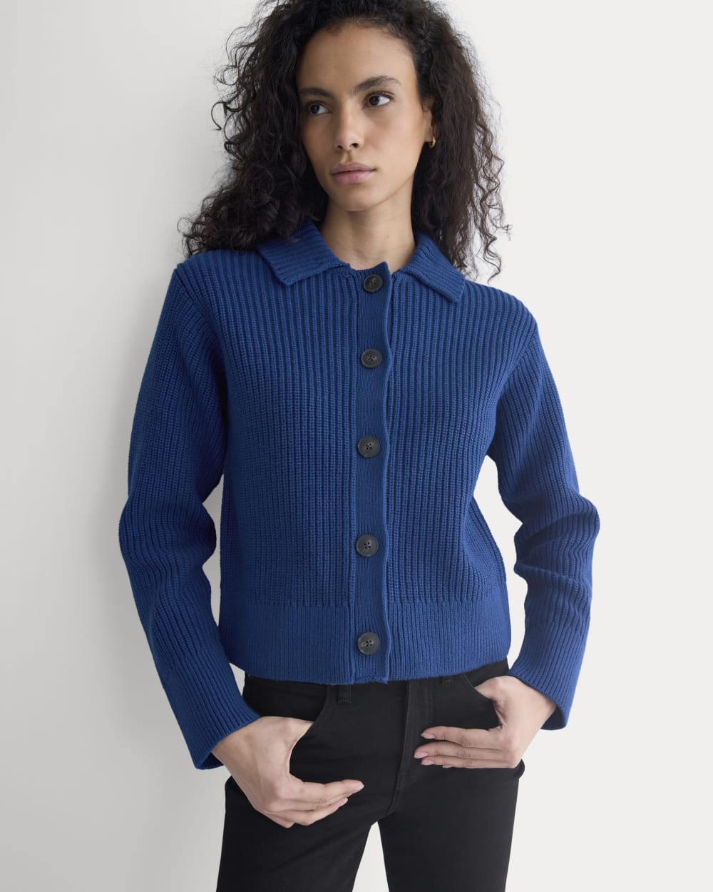 Shrunken Cardigan in Everyday Cotton | Estate Blue - Image 3