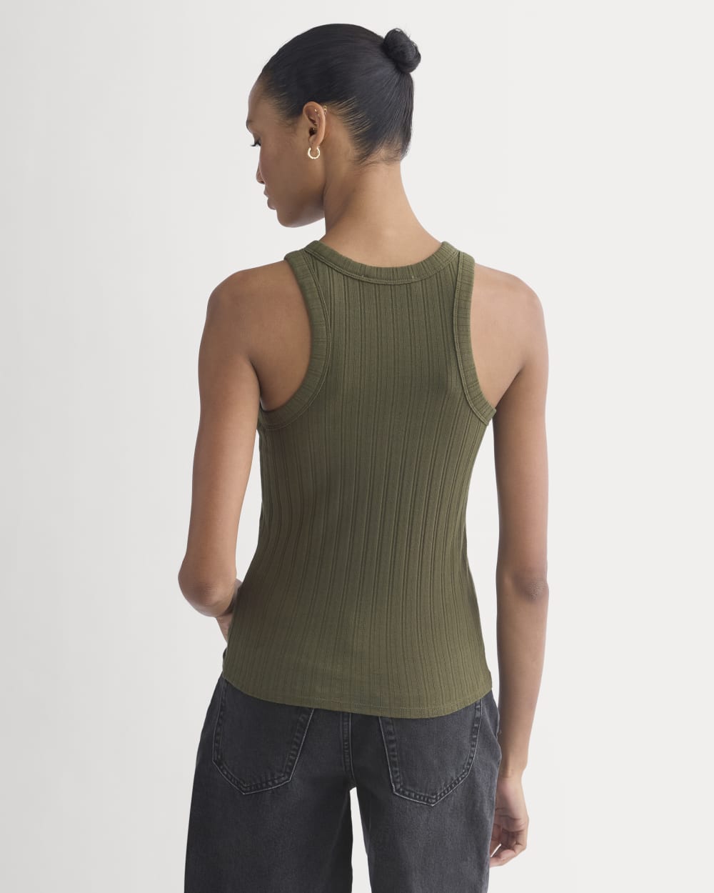Racerback Tank in Pointelle | Olive Night - Image 6