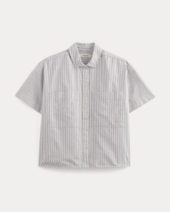 Alternative view of The Short-Sleeve Boxy Oxford | Charcoal / White