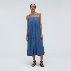 Alternative view of The Naia™ Ripple Tiered Maxi Dress | Deep Blue