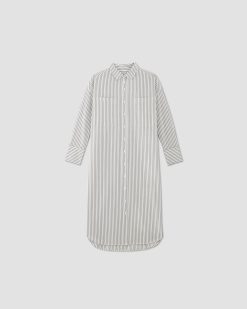 Alternative view of The Midi Cotton Shirt Dress | Bone/Navy