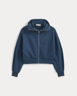 Alternative view of Lightweight Terry Cropped Full-Zip | Blue Wing Teal
