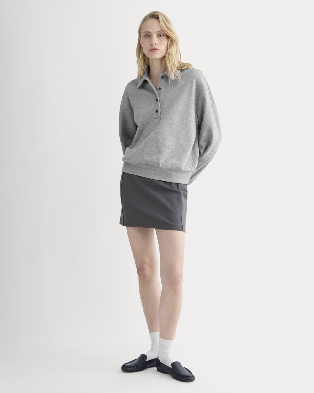 Lightweight Terry Polo Sweatshirt | Vintage Heather Grey - Image 3