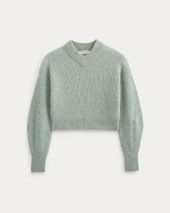Alternative view of Cropped Cocoon Sweater in Alpaca | Heather Gray Mist
