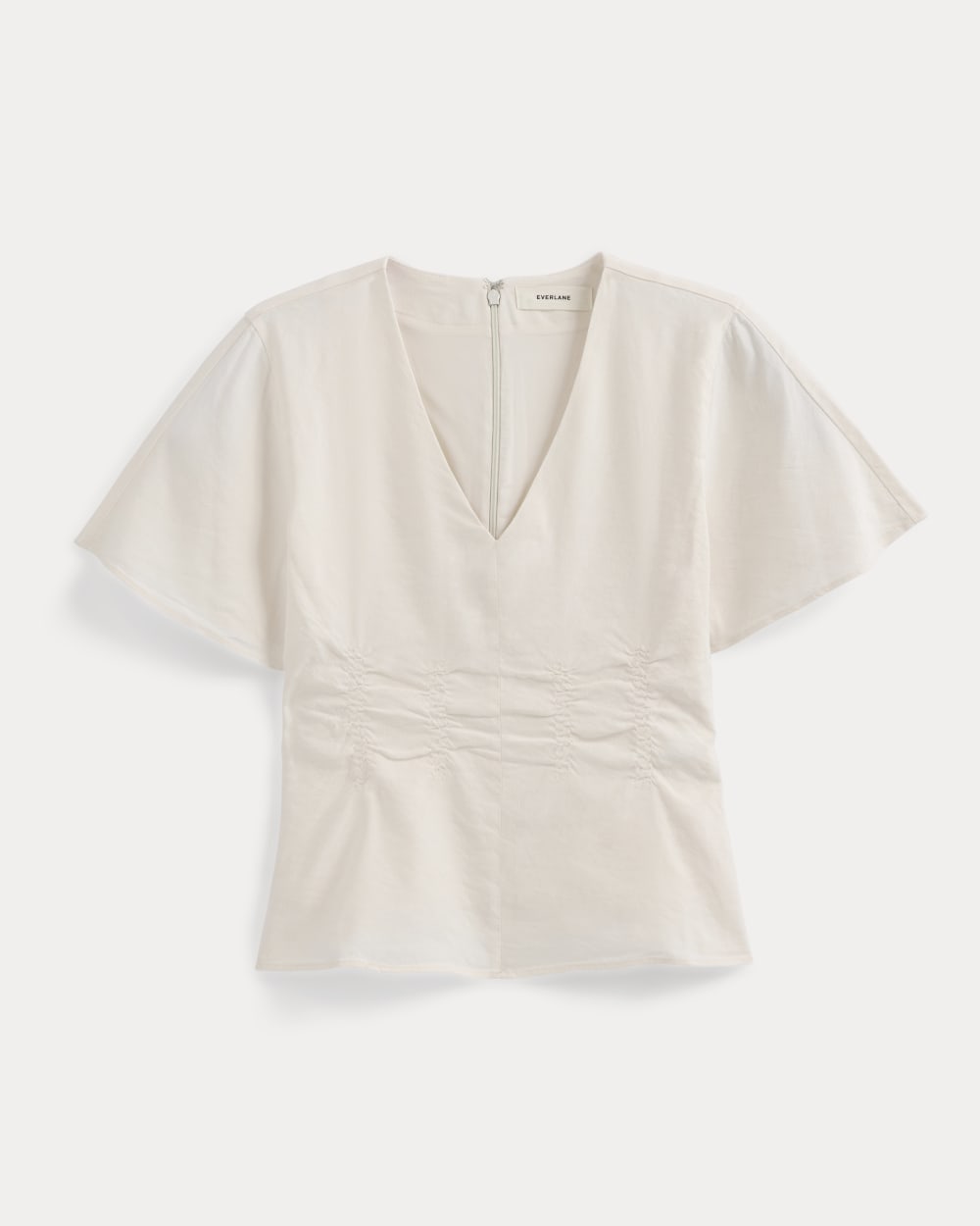 Cinched Top in Stretch Linen | Bone - Image 2