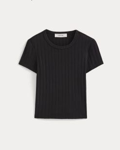 Alternative view of Cropped Crew in Pointelle | Black
