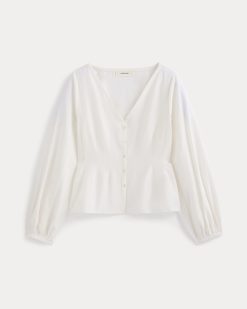 Alternative view of Balloon Sleeve Top in Cotton Silk | Bone