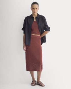 Lace-Knit Maxi Skirt | Henna Red
