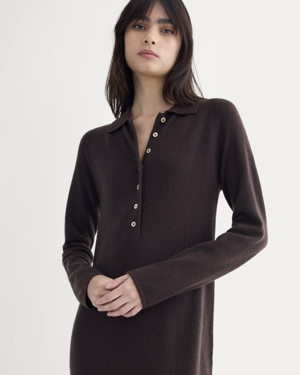 Cashmere Polo Midi Dress | Dark Chocolate - Image 4